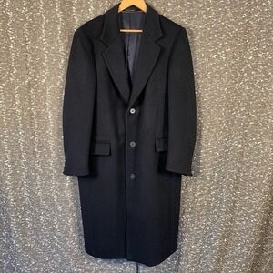 Vintage Teller Overcoat "The Original Cashmere Coat" Men's Large Deep Navy